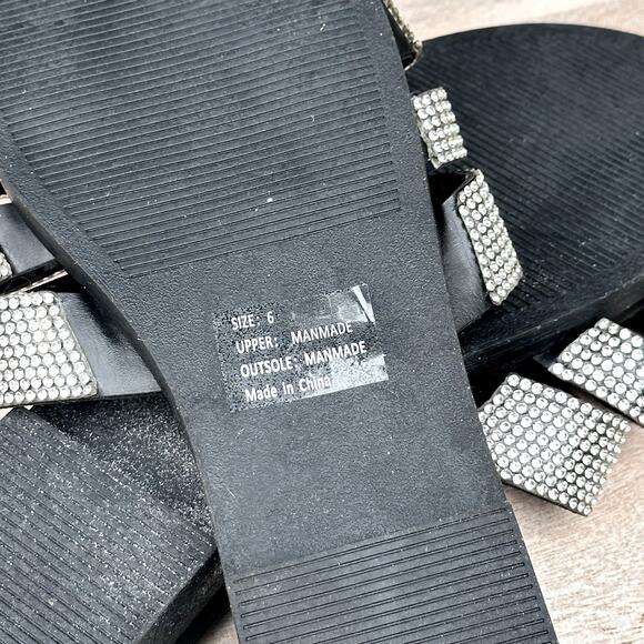 Olivia Miller Womens Size 6 Slides Saltspring Rhinestone Black Sandal Shoe New - Picture 10 of 16
